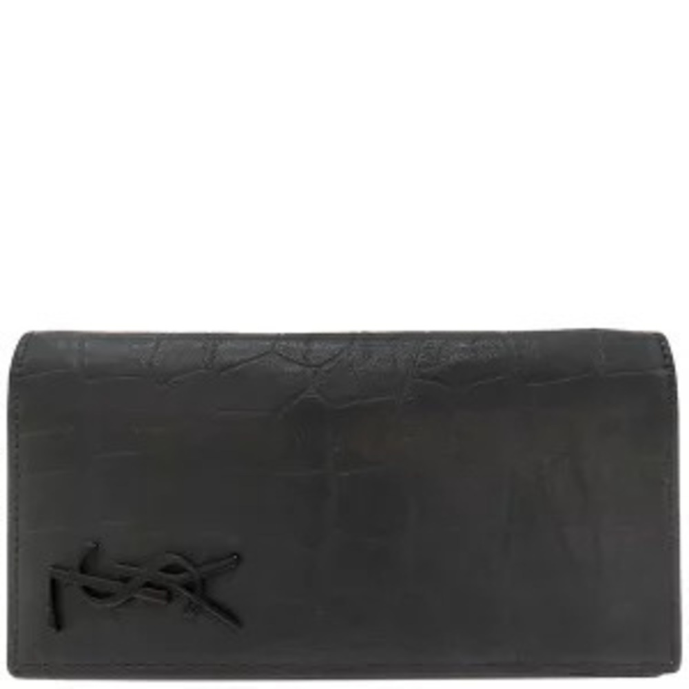 Saint Laurent Continental Wallet Cassandra Calfskin Long Black YSL